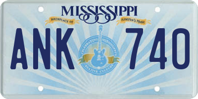MS license plate ANK740