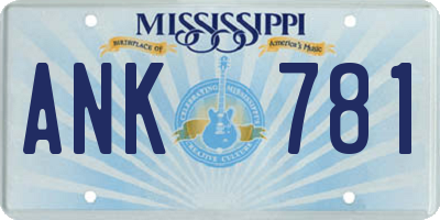 MS license plate ANK781