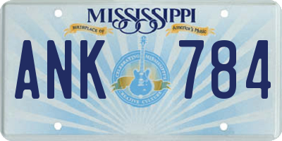 MS license plate ANK784