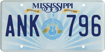 MS license plate ANK796