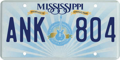 MS license plate ANK804