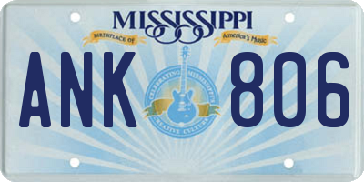 MS license plate ANK806