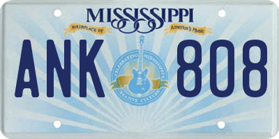 MS license plate ANK808