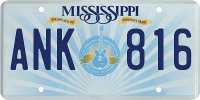 MS license plate ANK816