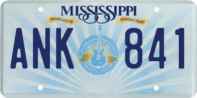 MS license plate ANK841