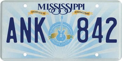 MS license plate ANK842