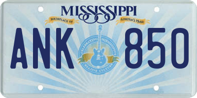 MS license plate ANK850