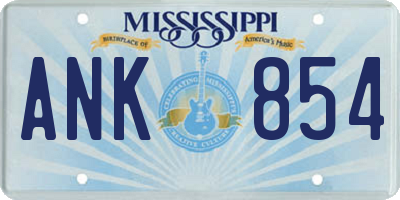 MS license plate ANK854