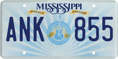 MS license plate ANK855