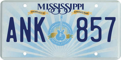 MS license plate ANK857