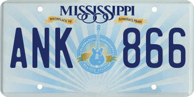 MS license plate ANK866