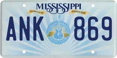 MS license plate ANK869