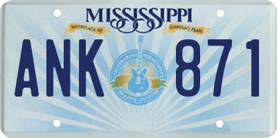MS license plate ANK871