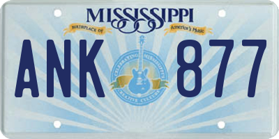 MS license plate ANK877