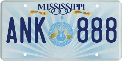 MS license plate ANK888