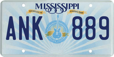 MS license plate ANK889