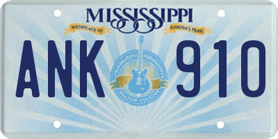 MS license plate ANK910