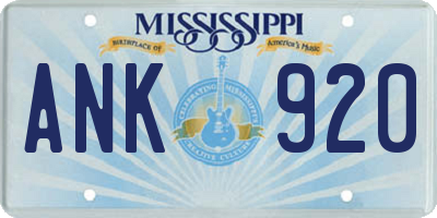 MS license plate ANK920