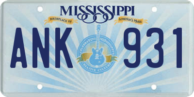 MS license plate ANK931