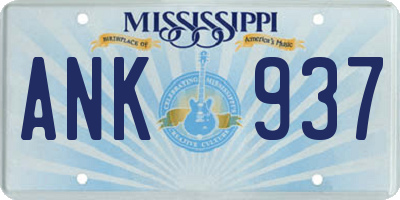 MS license plate ANK937