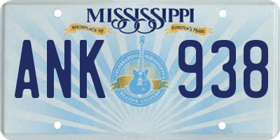 MS license plate ANK938