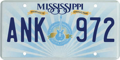MS license plate ANK972