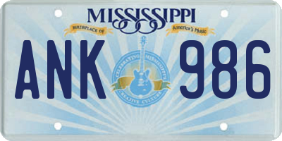 MS license plate ANK986