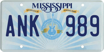 MS license plate ANK989