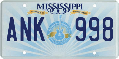 MS license plate ANK998