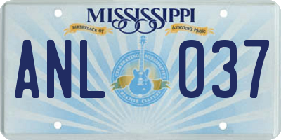 MS license plate ANL037
