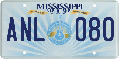 MS license plate ANL080