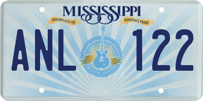 MS license plate ANL122