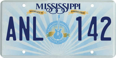 MS license plate ANL142