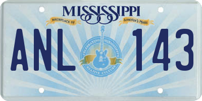 MS license plate ANL143