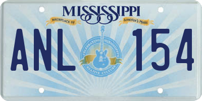 MS license plate ANL154