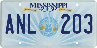 MS license plate ANL203