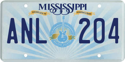 MS license plate ANL204