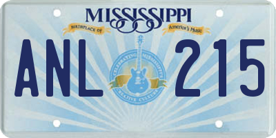 MS license plate ANL215