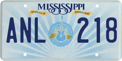 MS license plate ANL218
