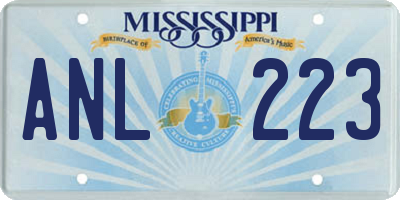 MS license plate ANL223