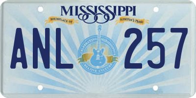MS license plate ANL257