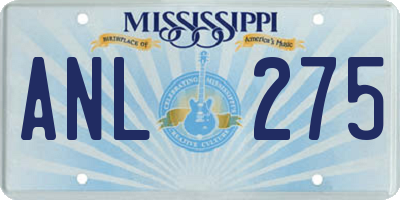 MS license plate ANL275
