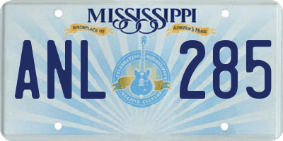 MS license plate ANL285