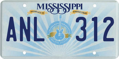 MS license plate ANL312