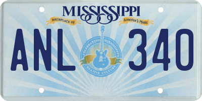 MS license plate ANL340
