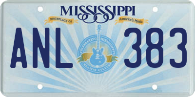 MS license plate ANL383