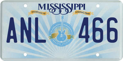 MS license plate ANL466