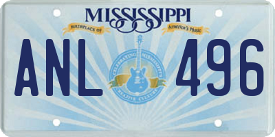 MS license plate ANL496