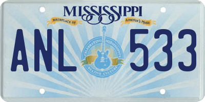 MS license plate ANL533