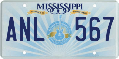 MS license plate ANL567